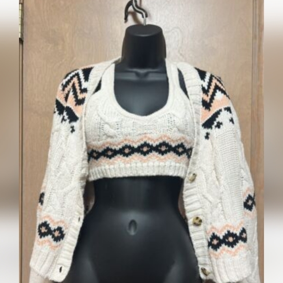 Sage & Oak Cozy Cute Bralette and Sweater Lounge Set Size - Picture 1 of 9